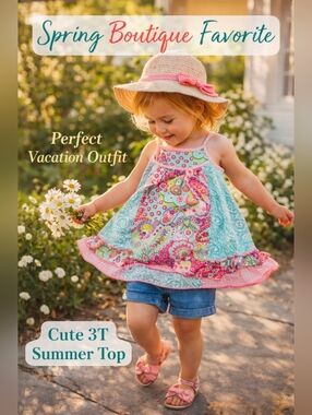 Sweet Magnolia Girls 3T Boho Paisley Floral Cold Shoulder Top Spring Summer